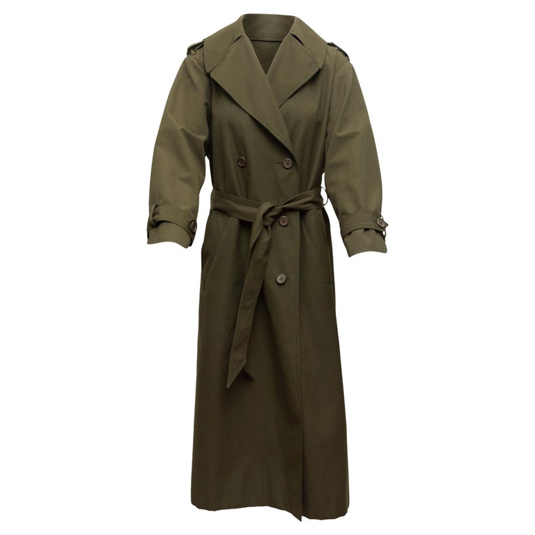 Christian Dior Olive Long Trench Coat For Sale at 1stDibs