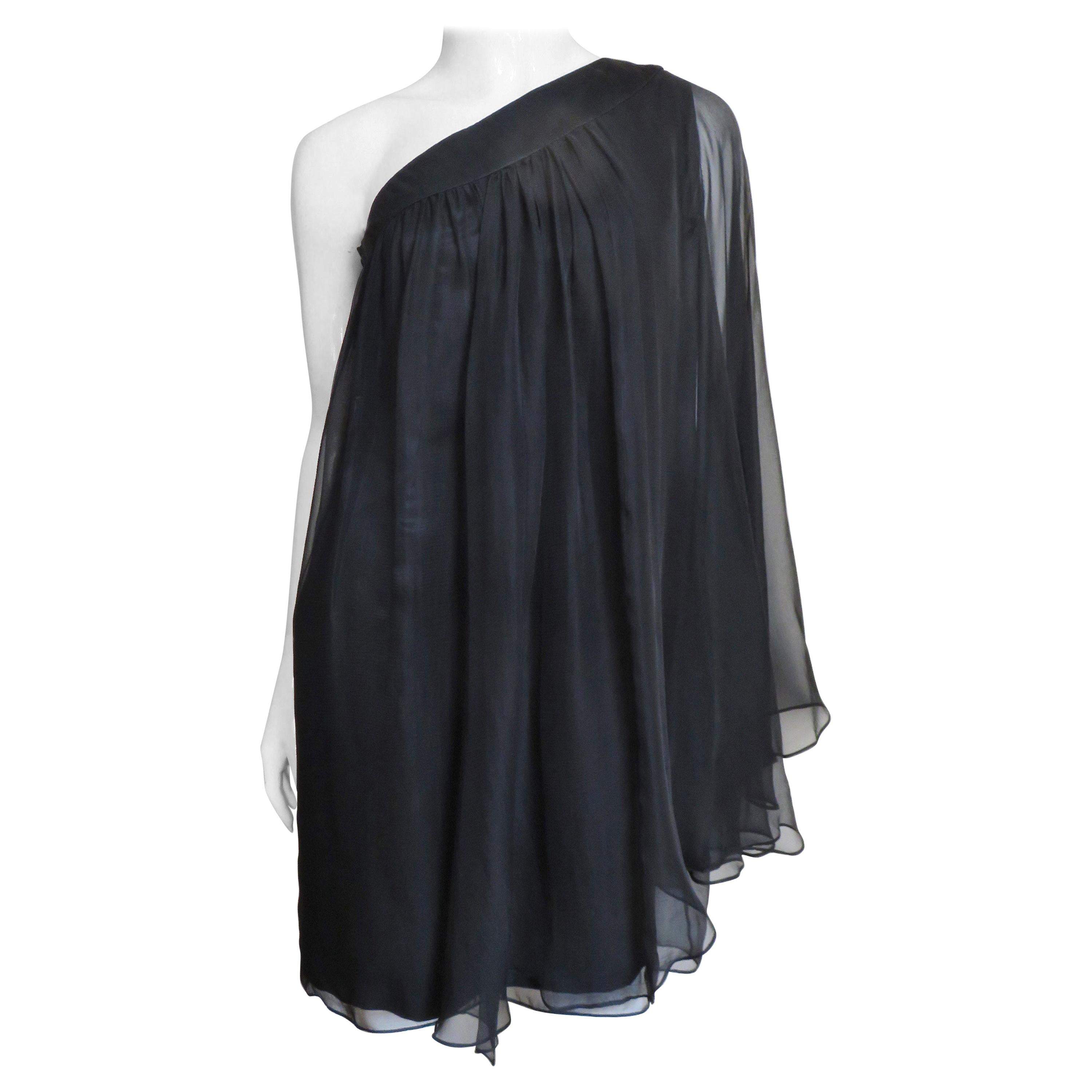 John Galliano for Christian Dior One Shoulder Silk Dress