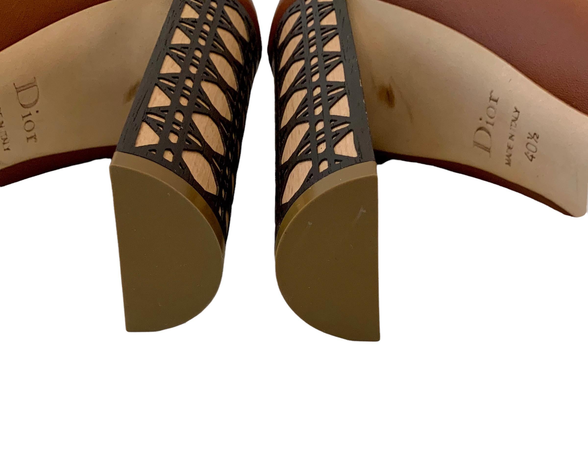 Brown Christian Dior Open Toe Cannage Pumps For Sale