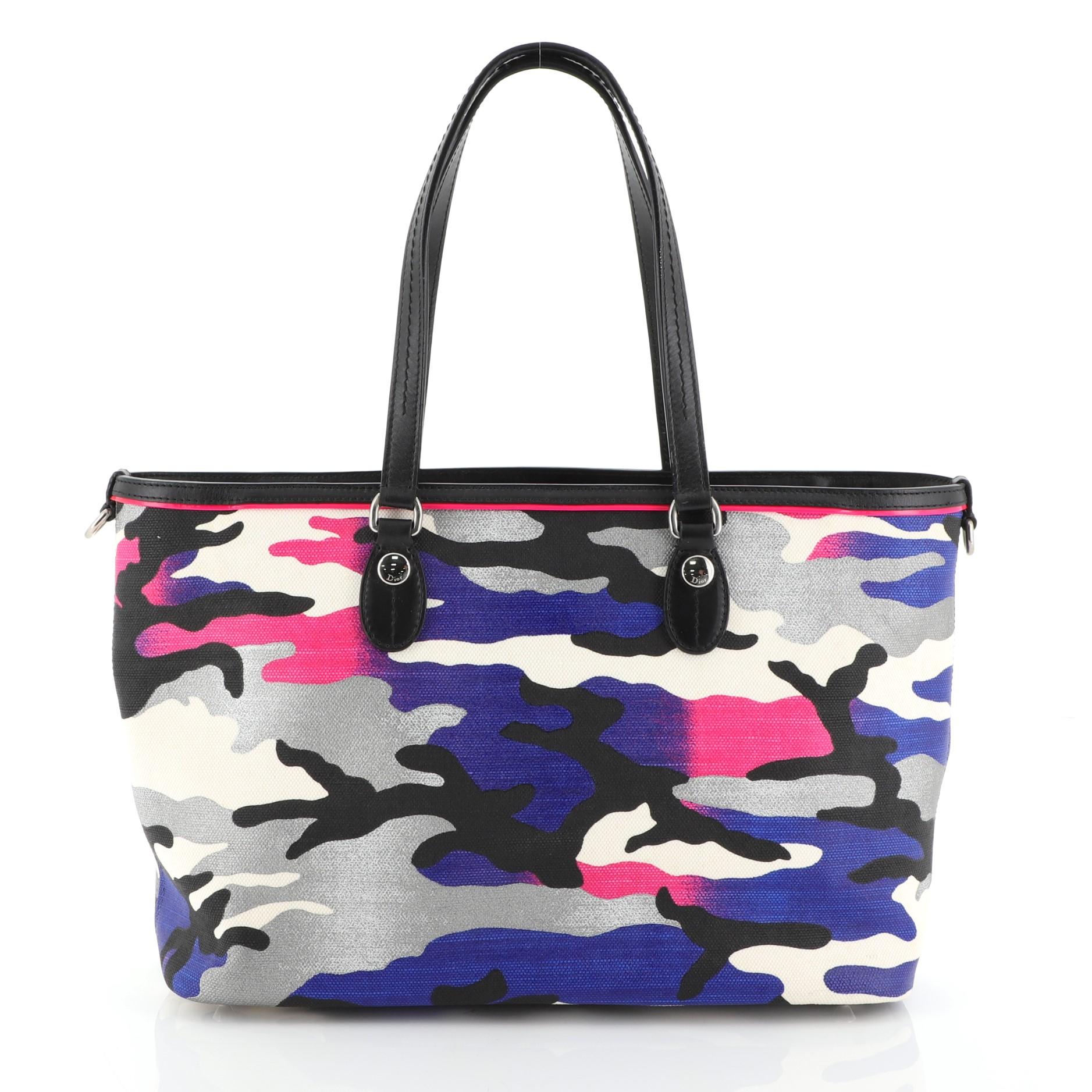 Black Christian Dior Open Tote Limited Edition Anselm Reyle Camouflage Canvas Medium 
