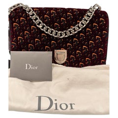 Christian Dior Orange and Bugundy Velvet bag