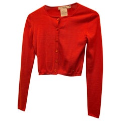 Christian Dior orange cachemire and silk size S cardigan sweater