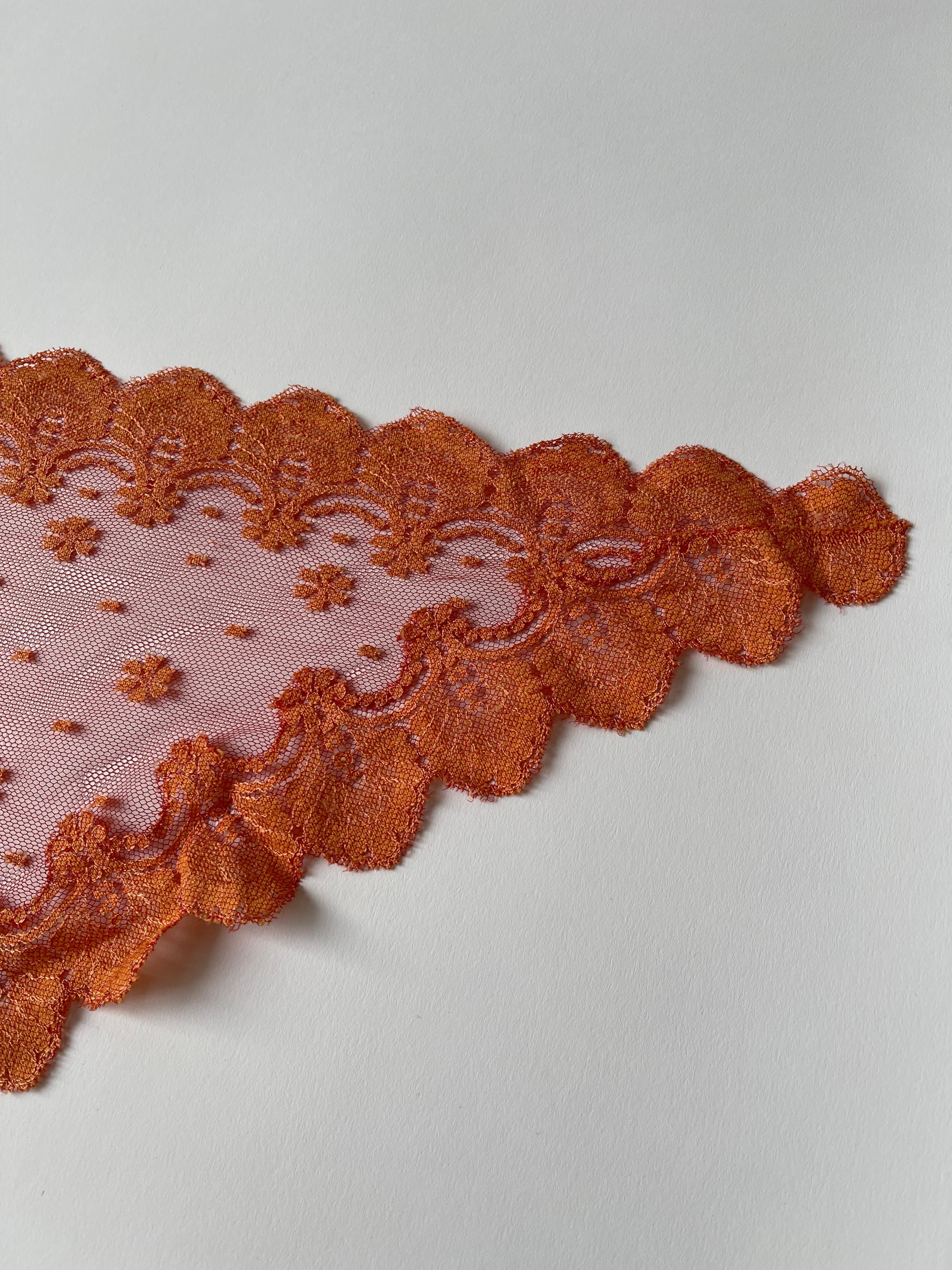 Women's or Men's Early 2000's Christian Dior by John Galliano Scarf Lace Orange Mantilla