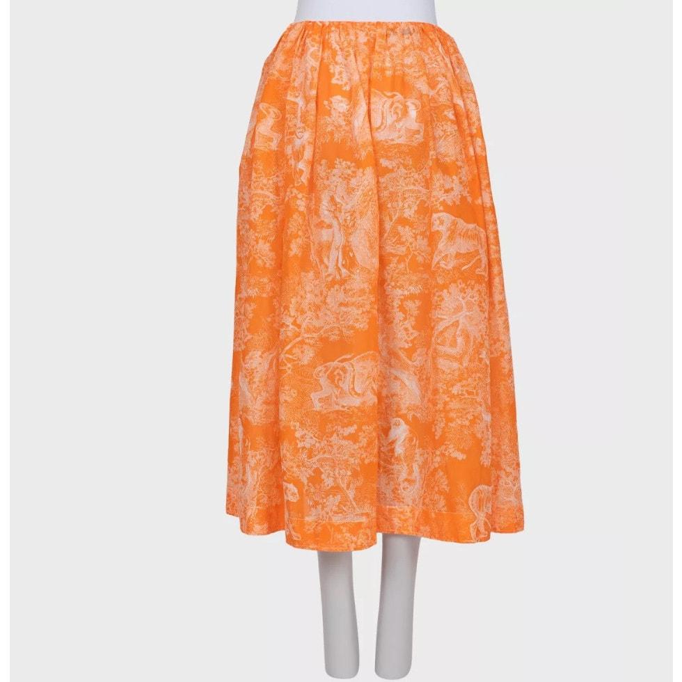 Christian Dior Falda Voluminosa Estampada Naranja  Talla XS en Bueno estado para la venta en Krakow, PL