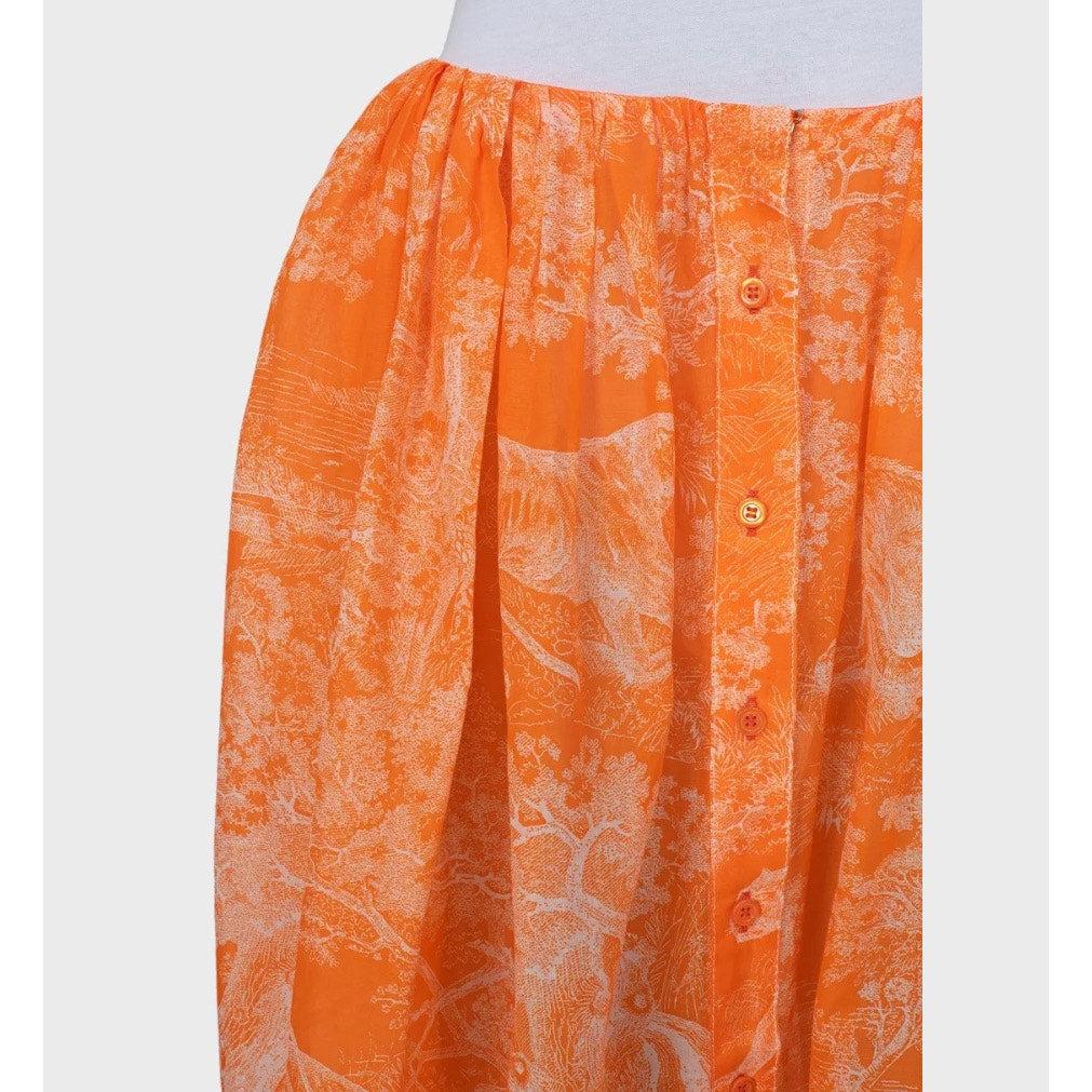 De las mujeres Christian Dior Falda Voluminosa Estampada Naranja  Talla XS en venta