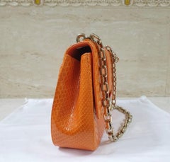 Christian Dior Orange Python Miss Dior Medium Flap Bag