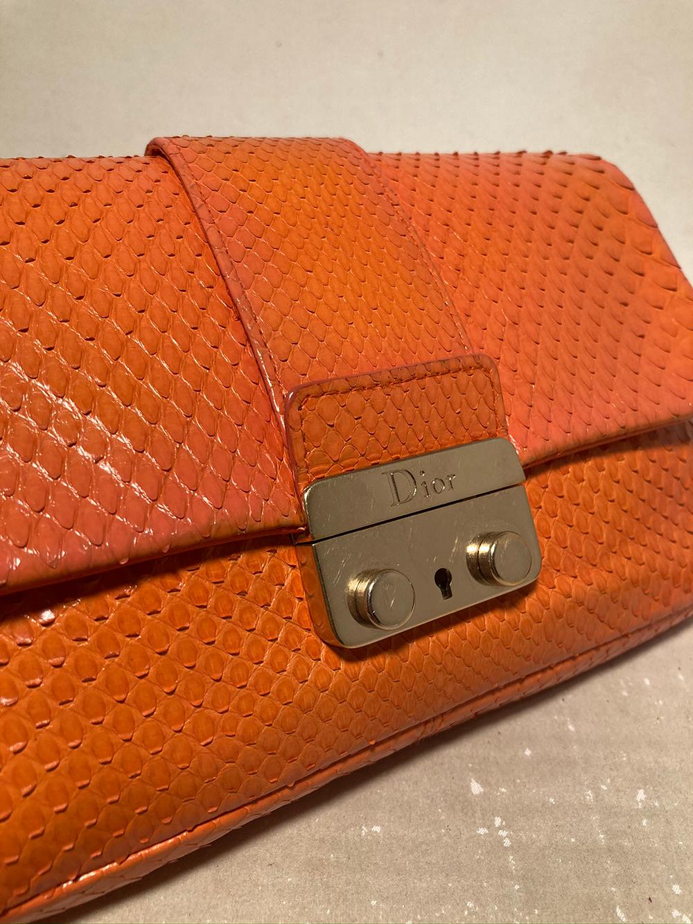 Christian Dior Orange Python Miss Dior Small Flap Bag 1