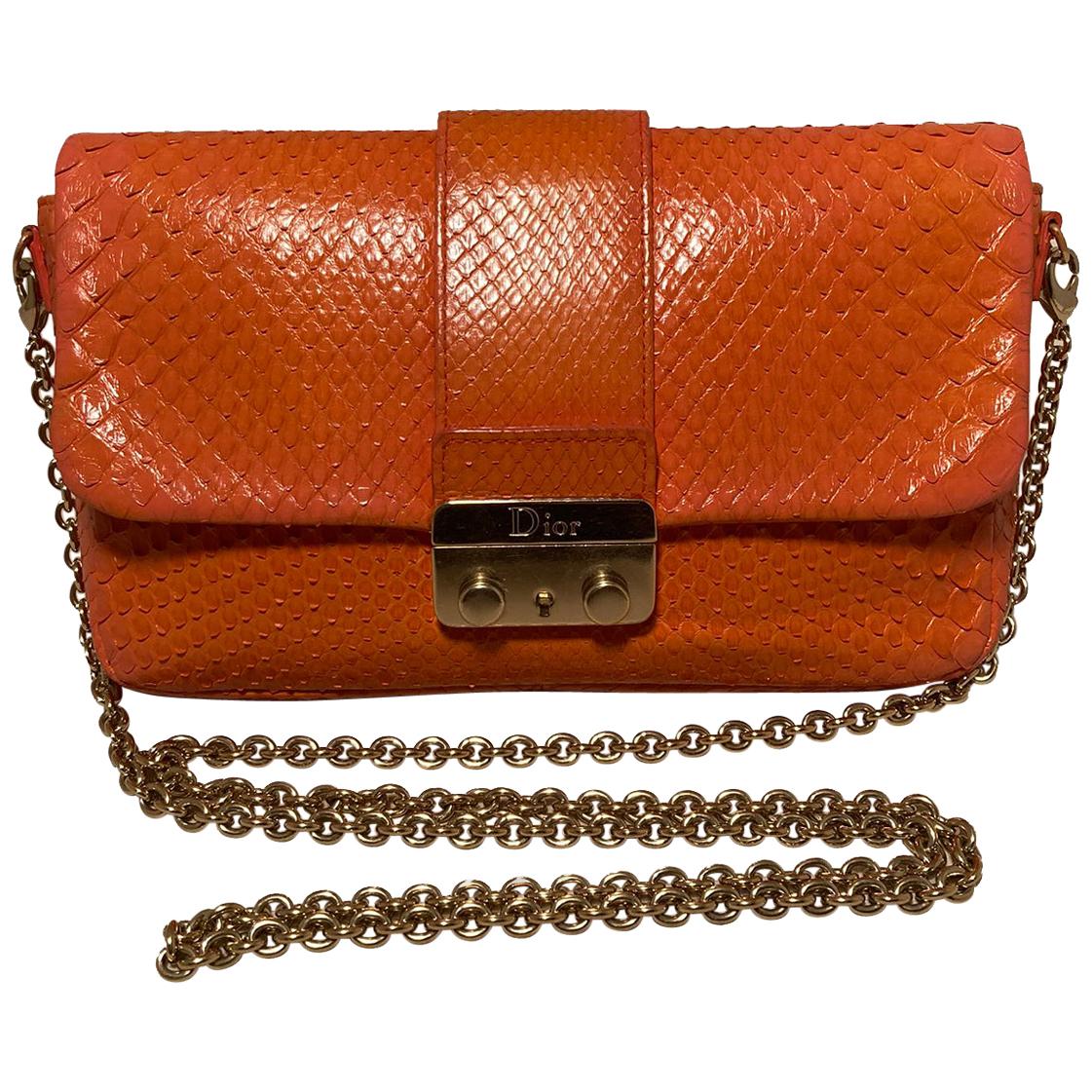 Christian Dior Orange Python Miss Dior Small Flap Bag