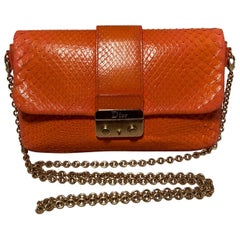 Christian Dior Bolso con Solapa Pequeño Miss Dior Pitón Naranja