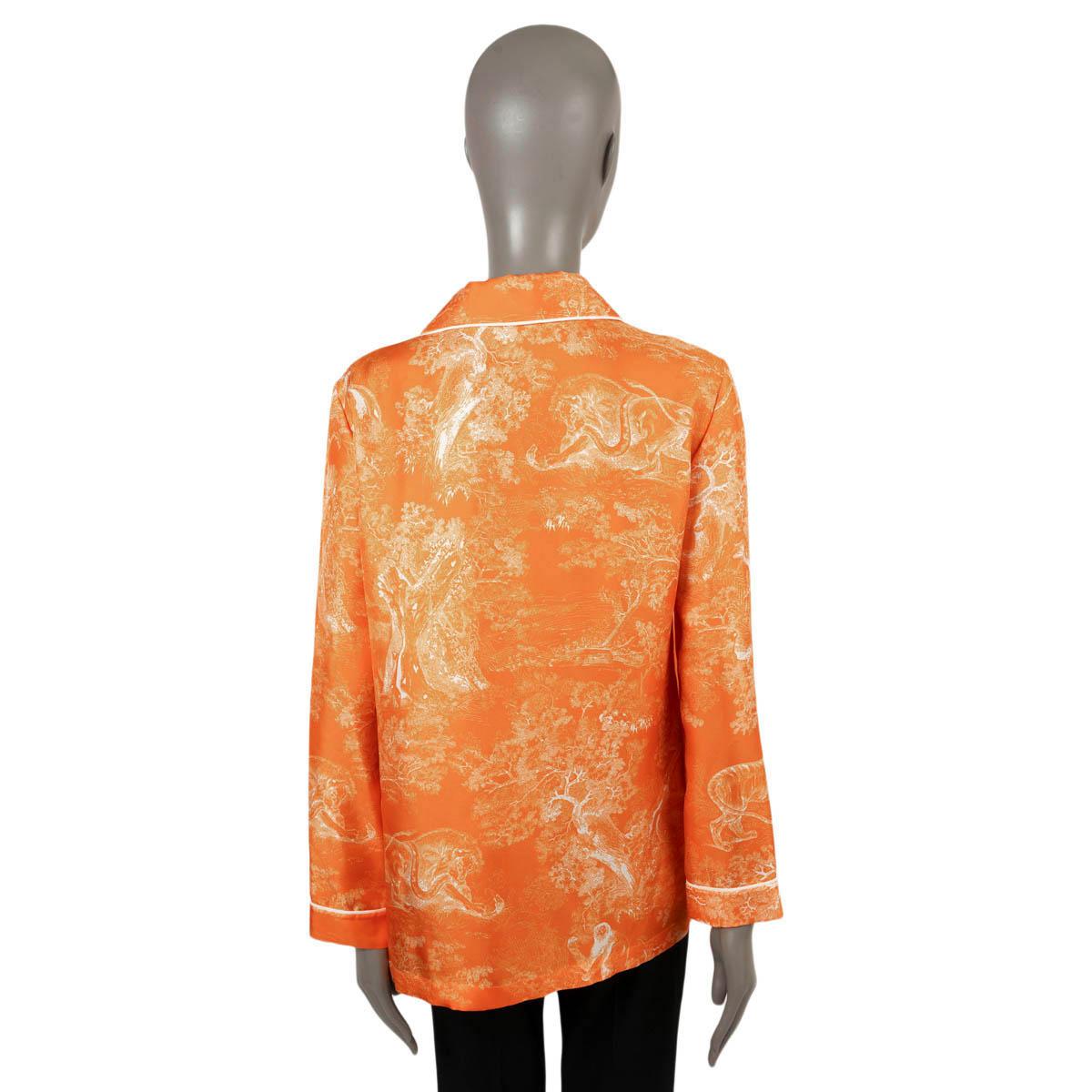 Women's CHRISTIAN DIOR orange silk 2022 DIORIVIERA TOILE DE JOUY Blouse Shirt 36 XS For Sale