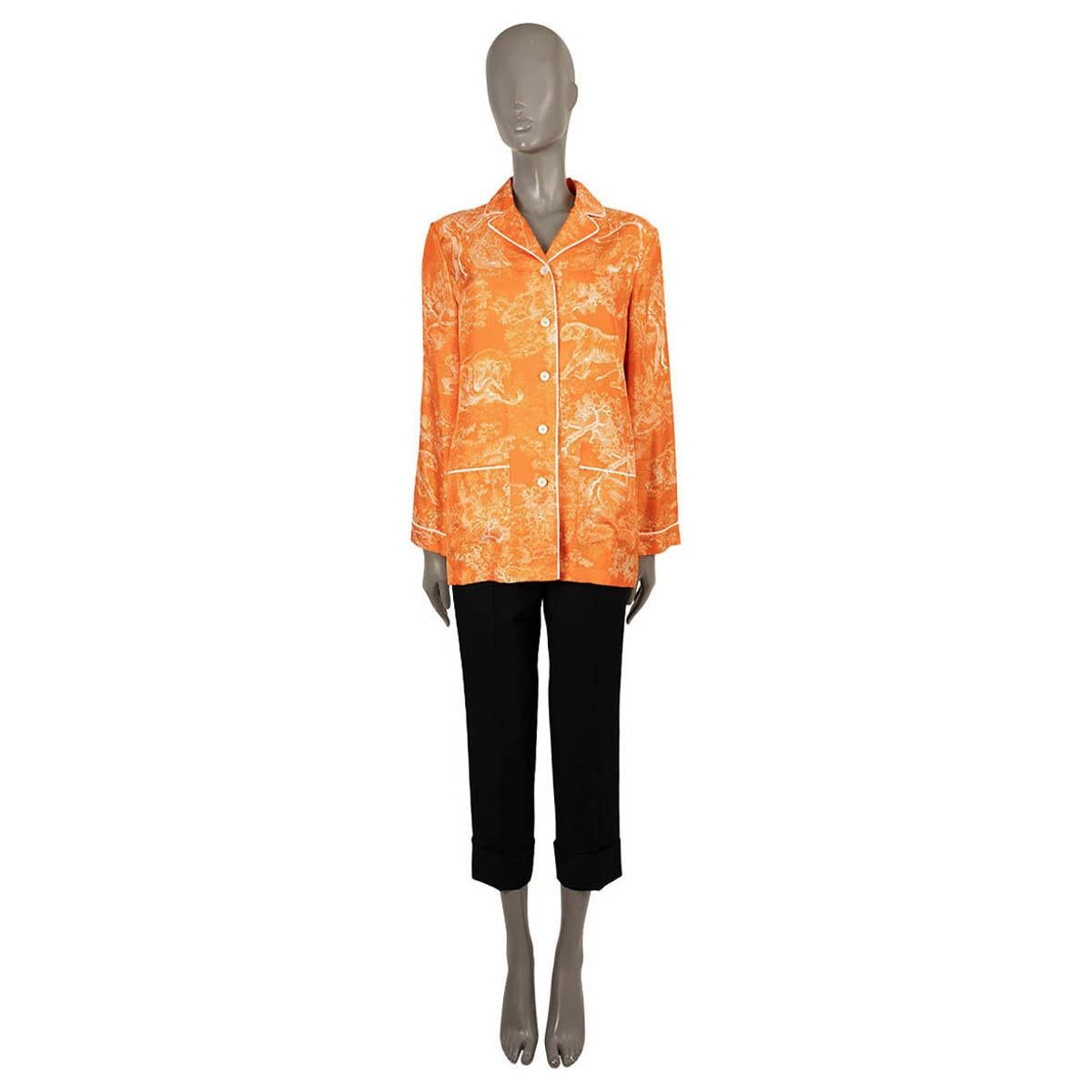CHRISTIAN DIOR orange silk 2022 DIORIVIERA TOILE DE JOUY Blouse Shirt 36 XS For Sale 1
