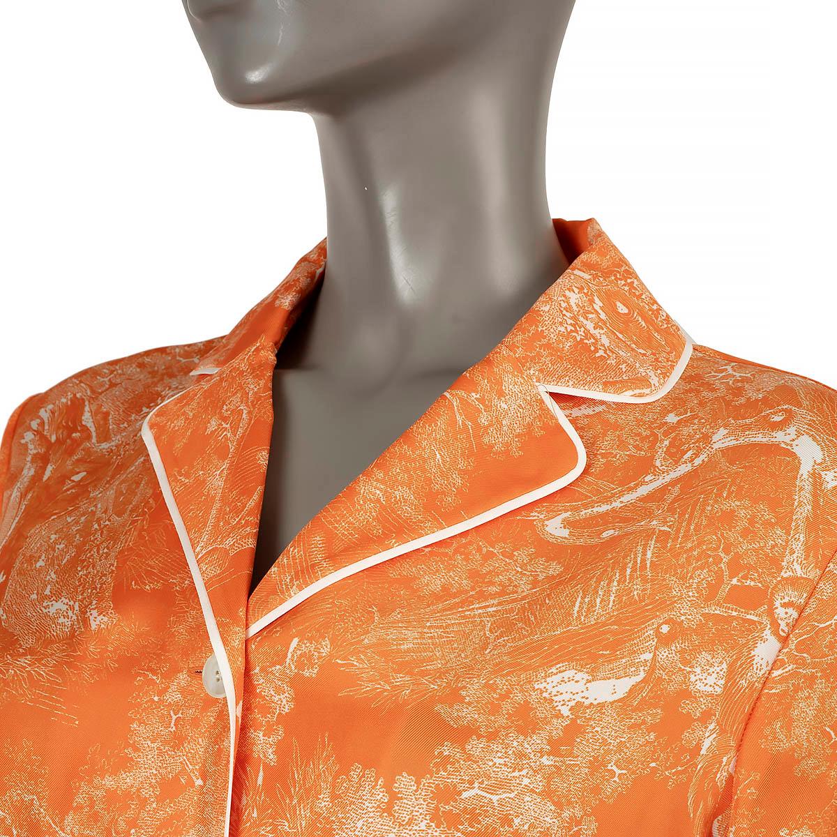 CHRISTIAN DIOR orange silk 2022 DIORIVIERA TOILE DE JOUY Blouse Shirt 36 XS For Sale 2