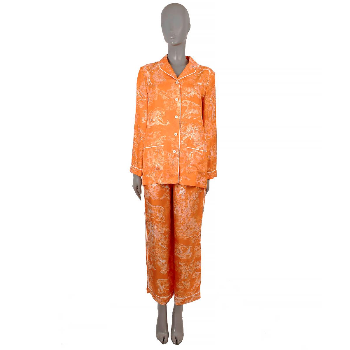 CHRISTIAN DIOR orange silk 2022 DIORIVIERA TOILE DE JOUY Blouse Shirt 36 XS For Sale 4