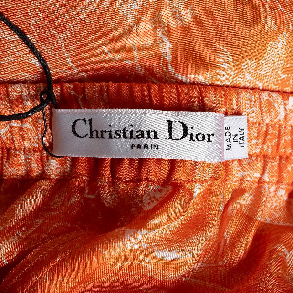 CHRISTIAN DIOR orange silk 2022 DIORIVIERA TOILE DE JOUY REVERSE Pants 36 XS For Sale 1