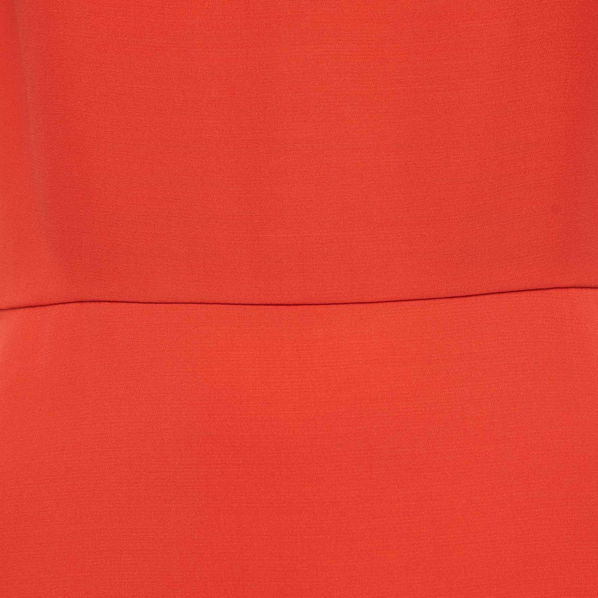 Christian Dior Orange Silk Blend Sleeveless Asymmetric Dress M In Good Condition For Sale In Dubai, Al Qouz 2
