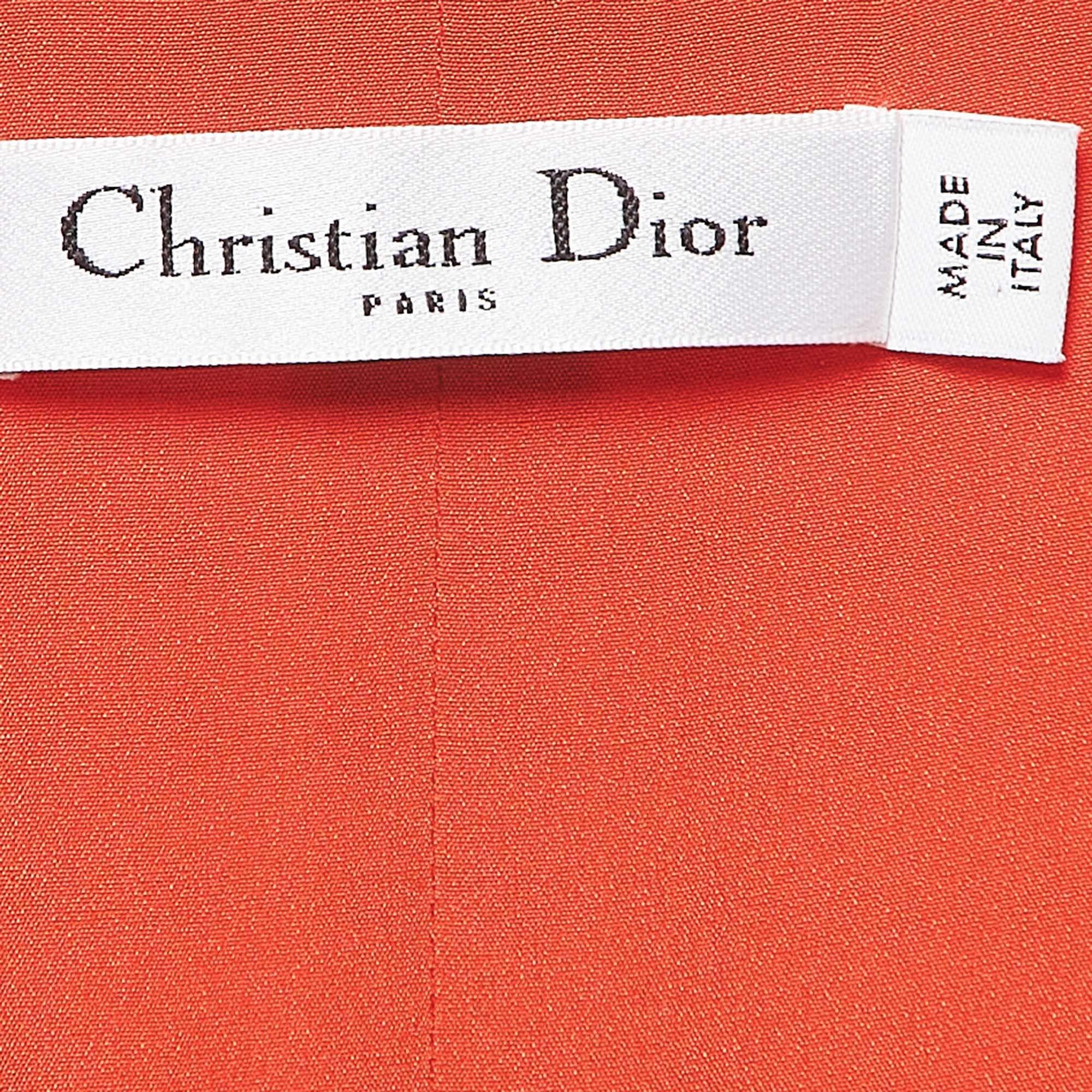 Christian Dior Orangefarbenes ärmelloses asymmetrisches Kleid aus Seidenmischung M im Angebot 1