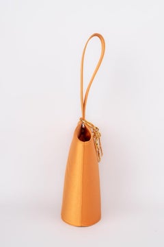 Christian Dior Orange Silk Bucket Bag