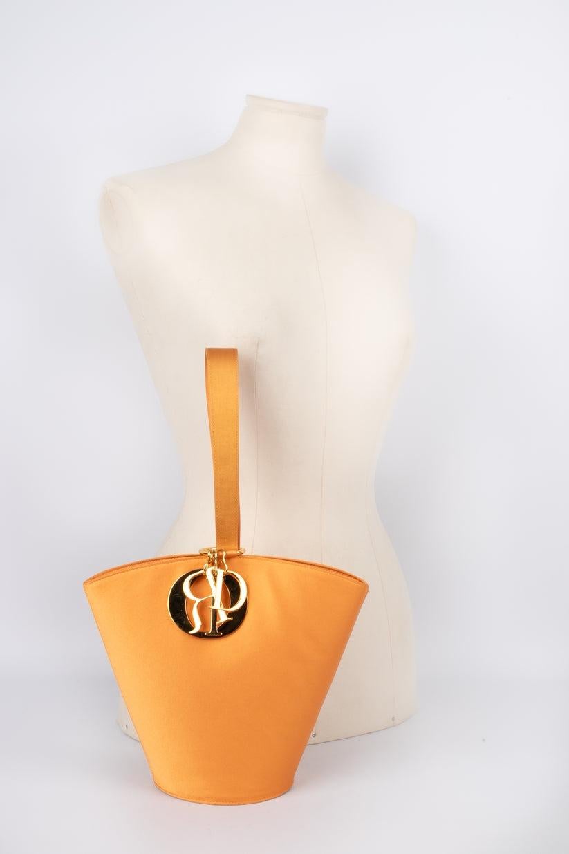 Christian Dior Orange Silk Bucket Bag For Sale 1