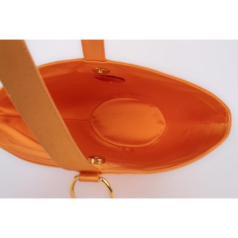 Christian Dior Orange Silk Bucket Bag For Sale 2