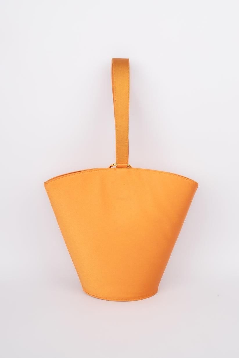 Christian Dior Orange Silk Bucket Bag For Sale 5