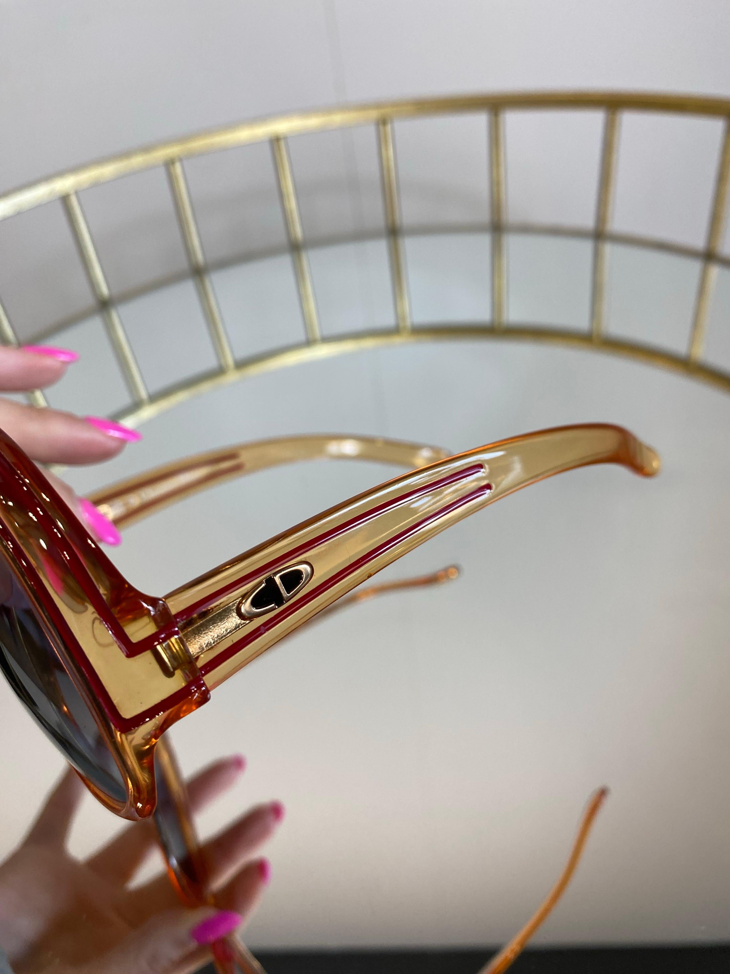 Lunettes de soleil Christian Dior orange Excellent état - En vente à Carnate, IT