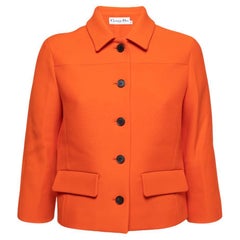Christian Dior Orange Wool Button Front Jacket M