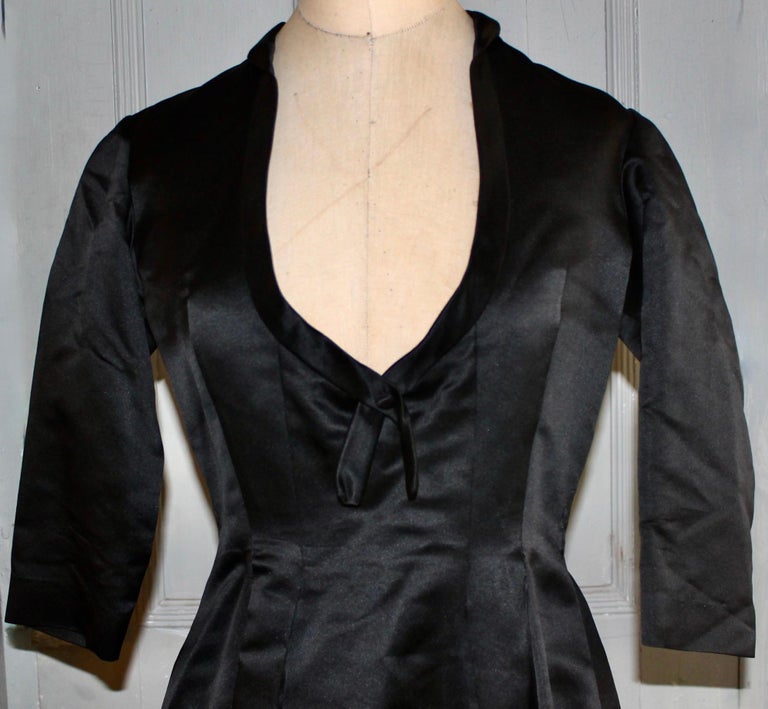 Christian Dior Original Early Black Satan/Silk Evening Dress For Sale ...