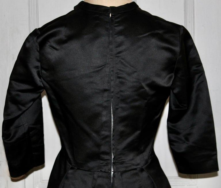Christian Dior Original Early Black Satan/Silk Evening Dress For Sale ...
