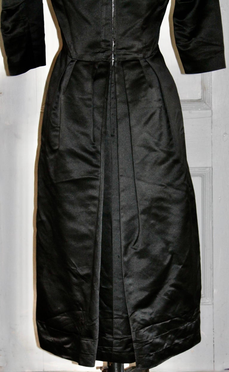 Christian Dior Original Early Black Satan/Silk Evening Dress For Sale ...