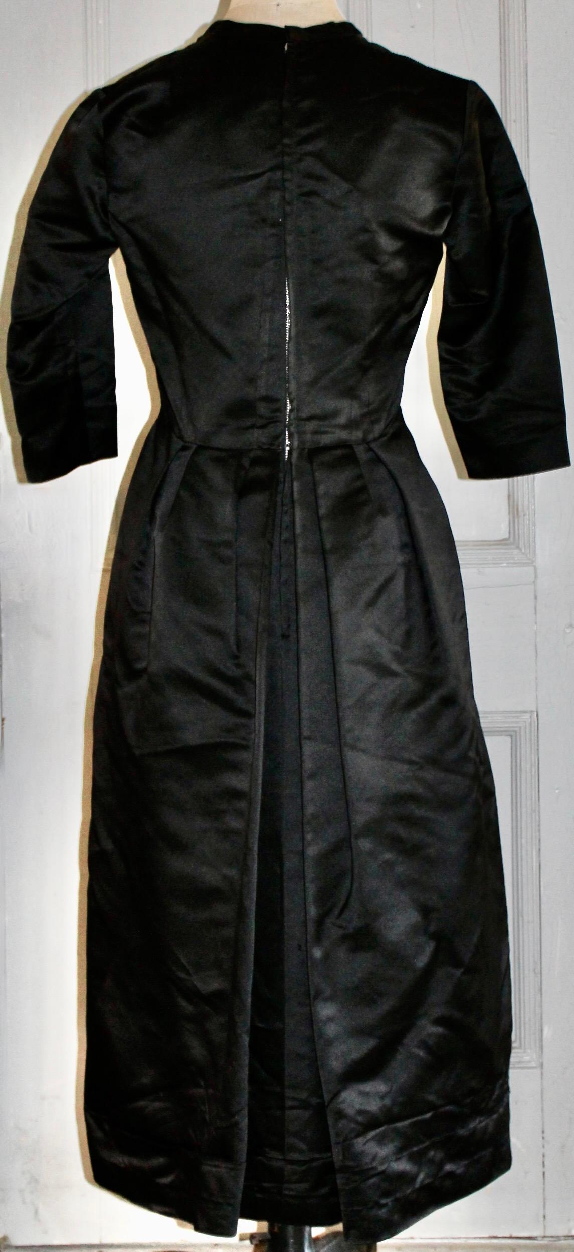 Christian Dior Original Early Black Satan/Silk Evening Dress 2