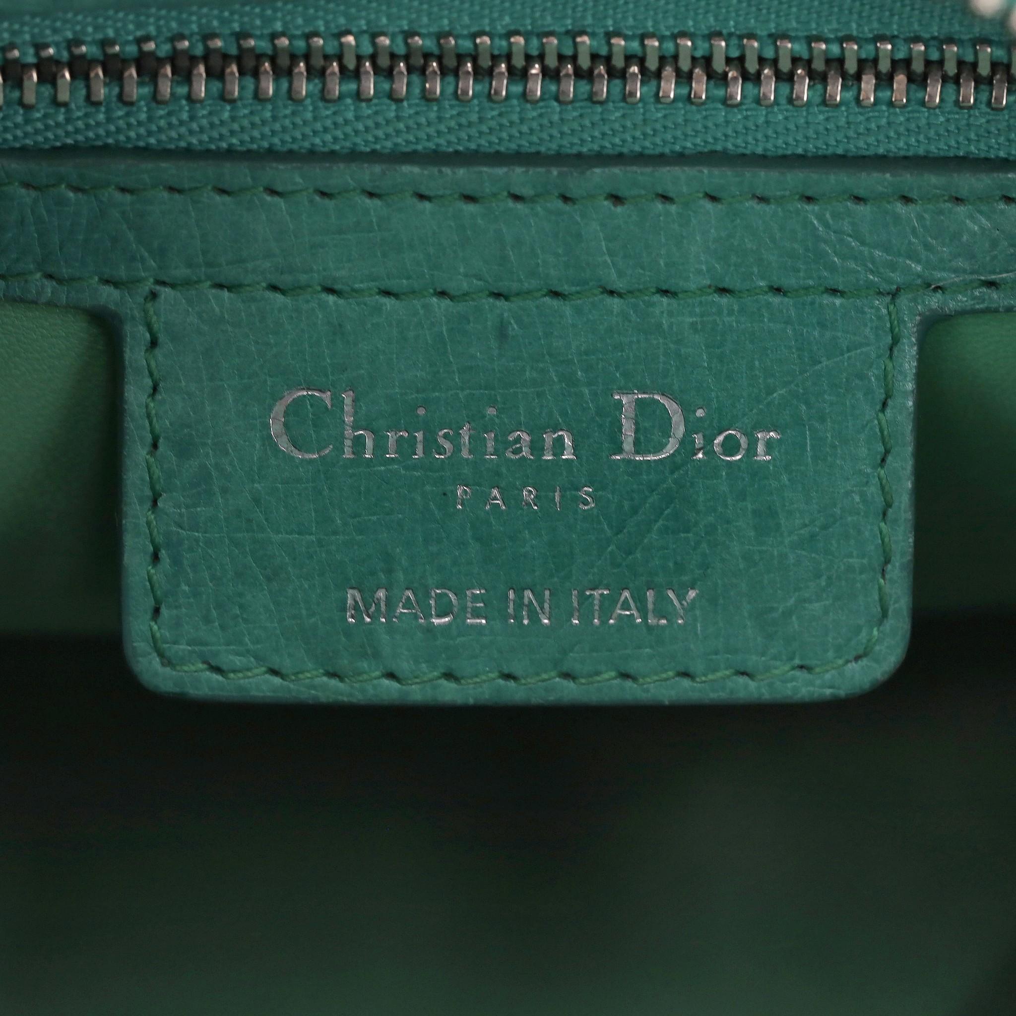 Christian Dior Ostrich Leather Medium Lady Dior Bag For Sale 6