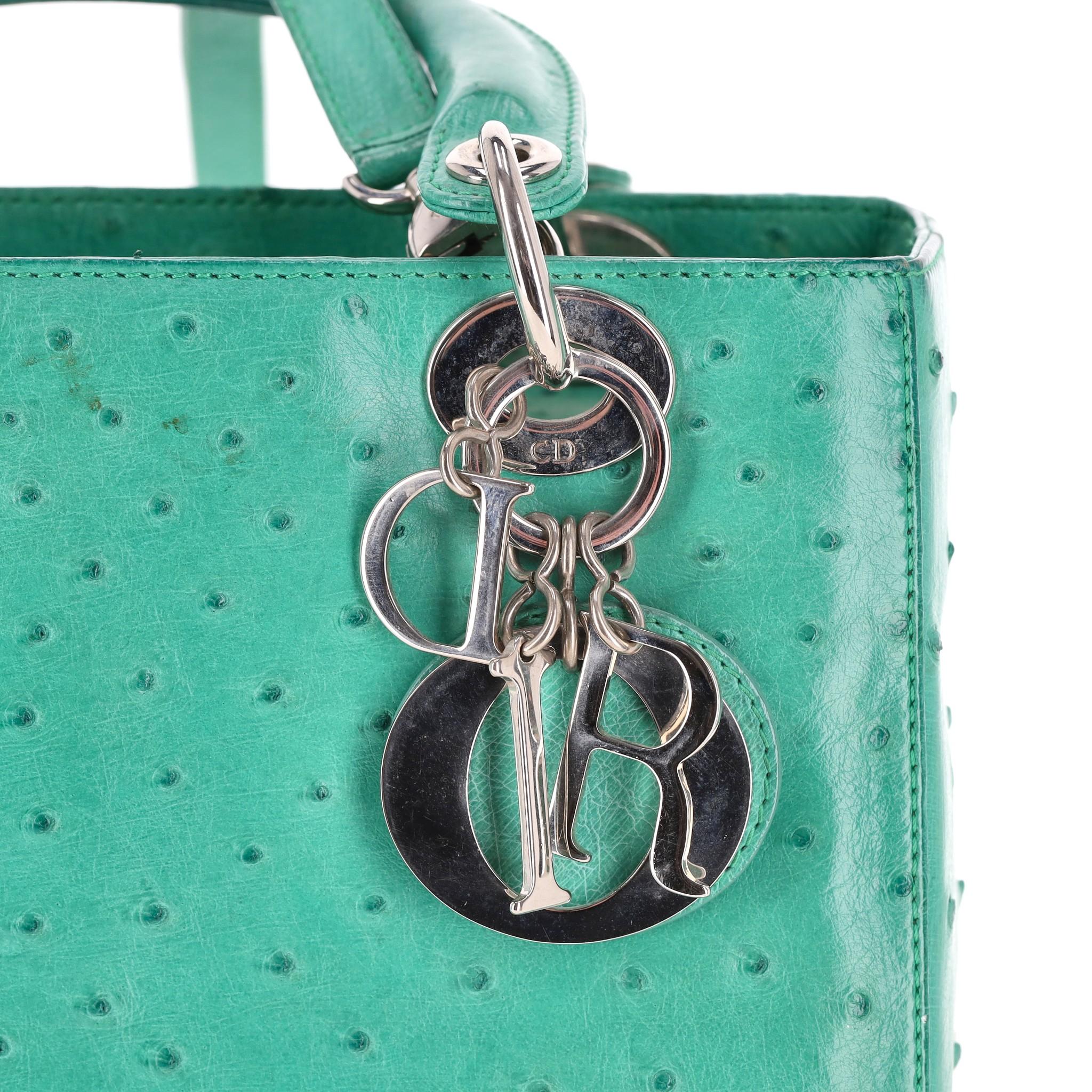 Christian Dior Ostrich Leather Medium Lady Dior Bag For Sale 3