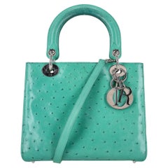 Borsa media Christian Dior in pelle di struzzo