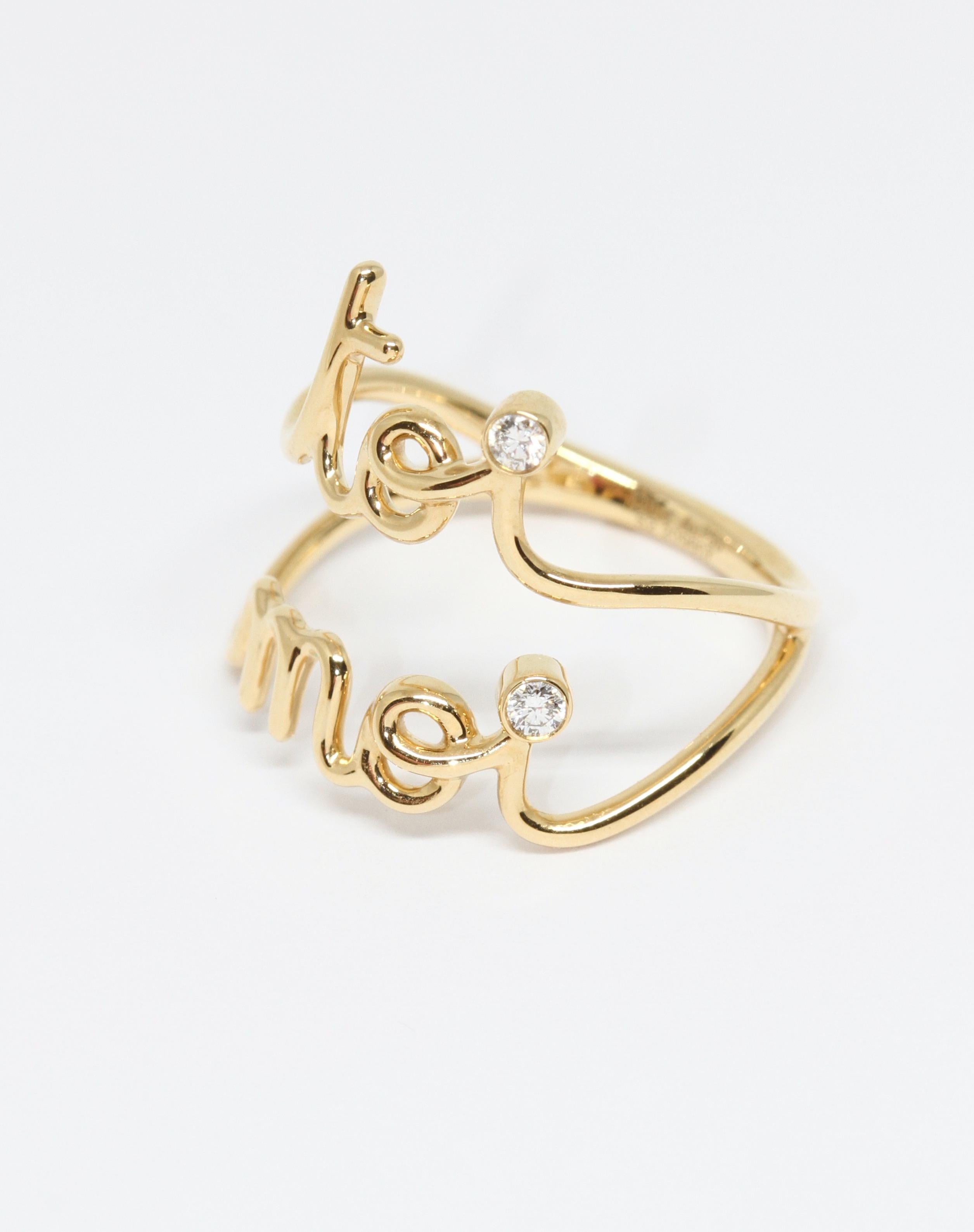  Christian Dior Oui Toi Moi Bague en or jaune 18 carats avec diamants Unisexe 