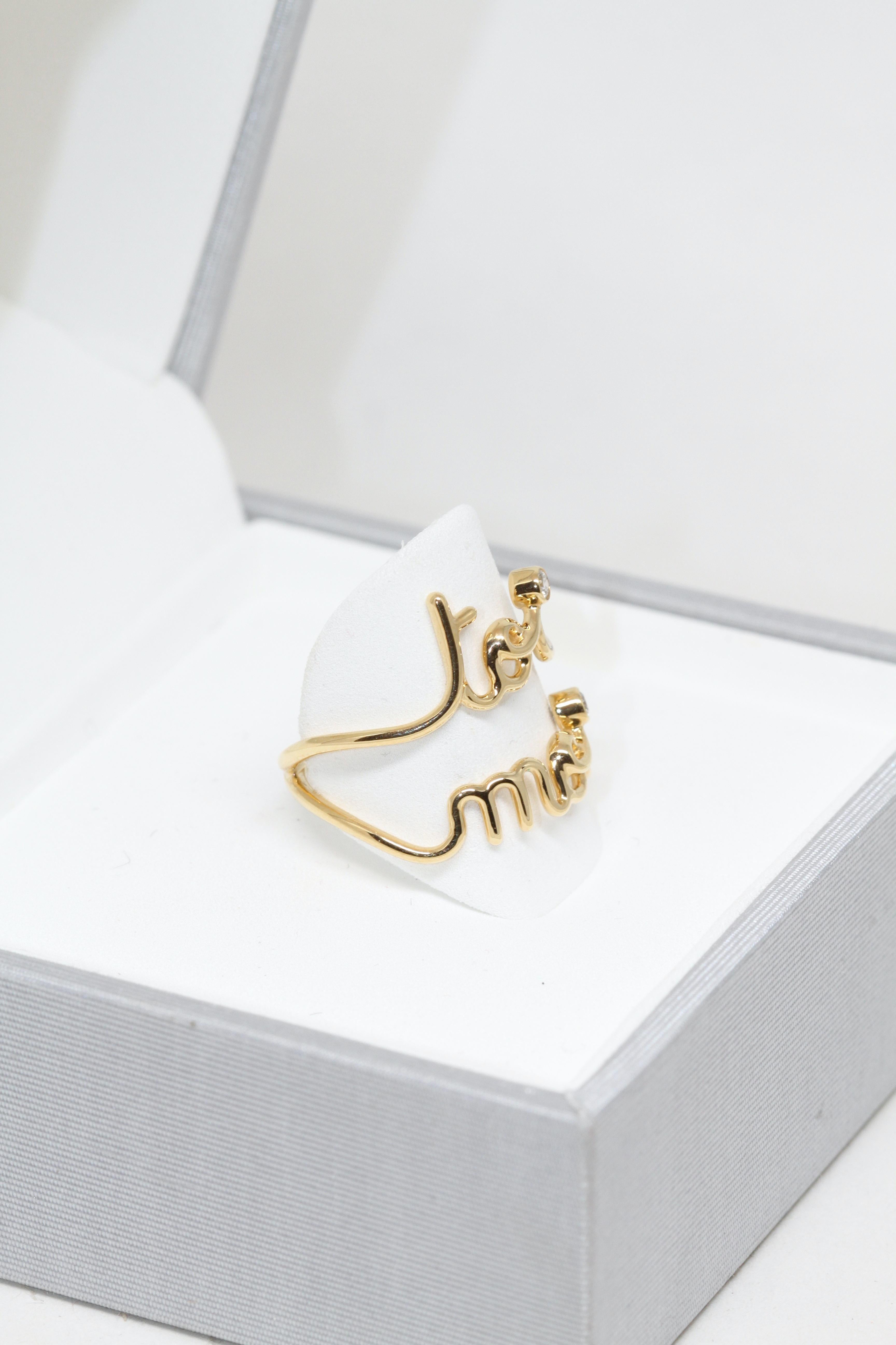 Brilliant Cut Christian Dior Oui Toi Moi 18K Yellow Gold Diamond Ring