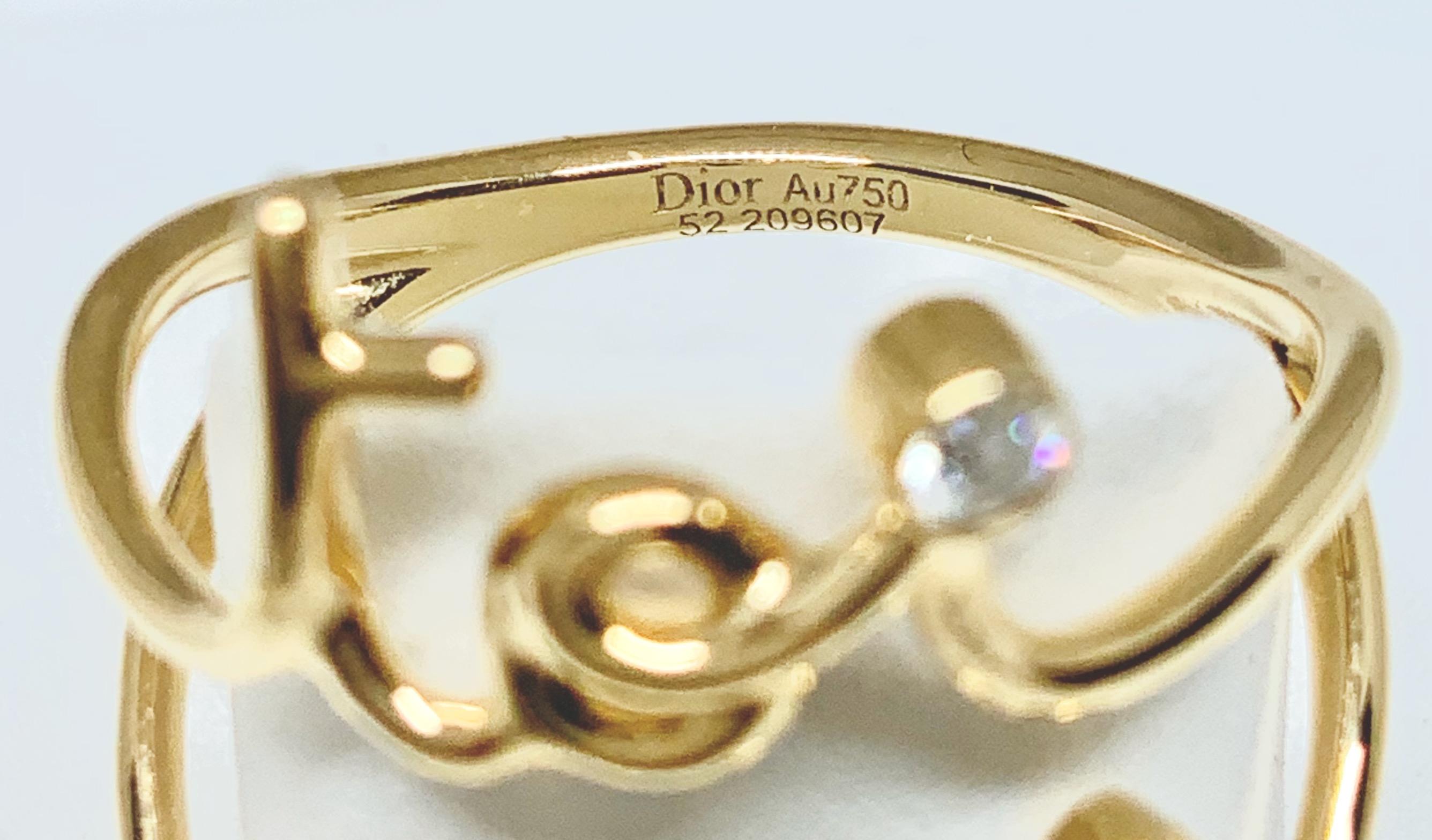Christian Dior Oui Toi Moi Bague en or jaune 18 carats avec diamants 1