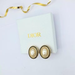 Christian Dior Oval Faux Pearl & Rhinestone Clip-On Earrings – 1980s