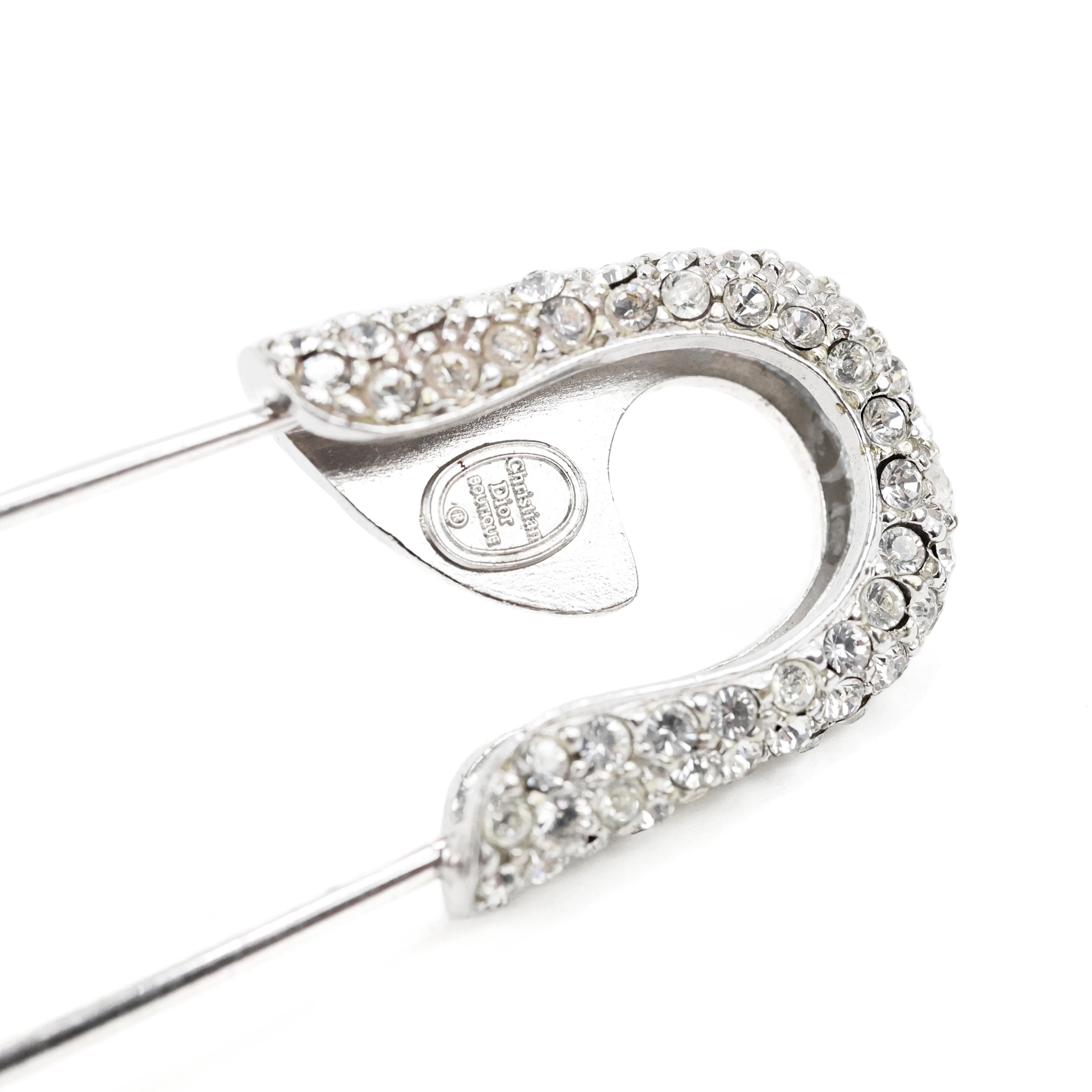 Women's Christian Dior Oversize Crystal Embellished Safety pin Brooche.  For Sale