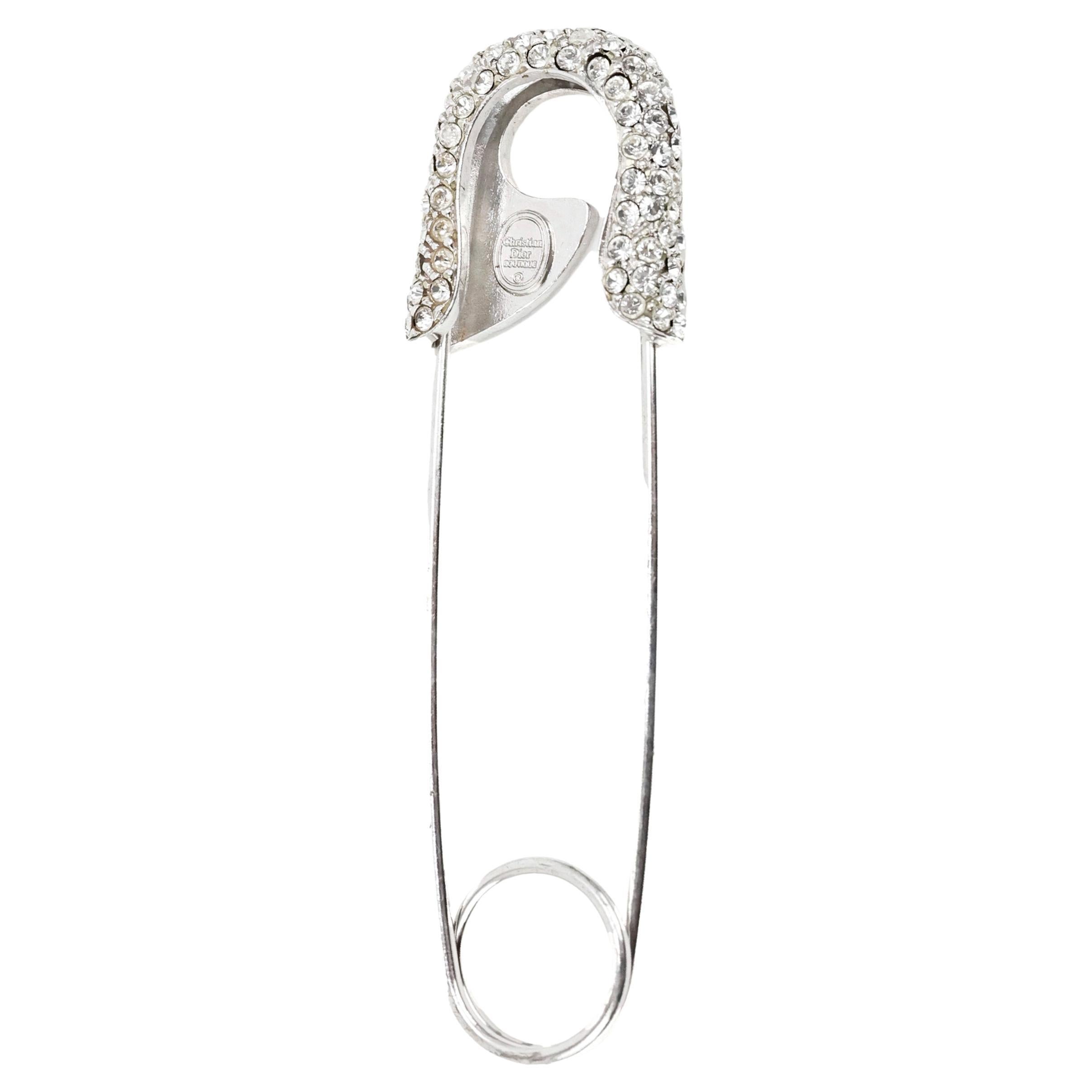 Christian Dior Oversize Crystal Embellished Safety pin Brooche.  For Sale