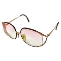Christian Dior Oversized 2250 Red Braided Leather & Metal Vintage Eye Glasses