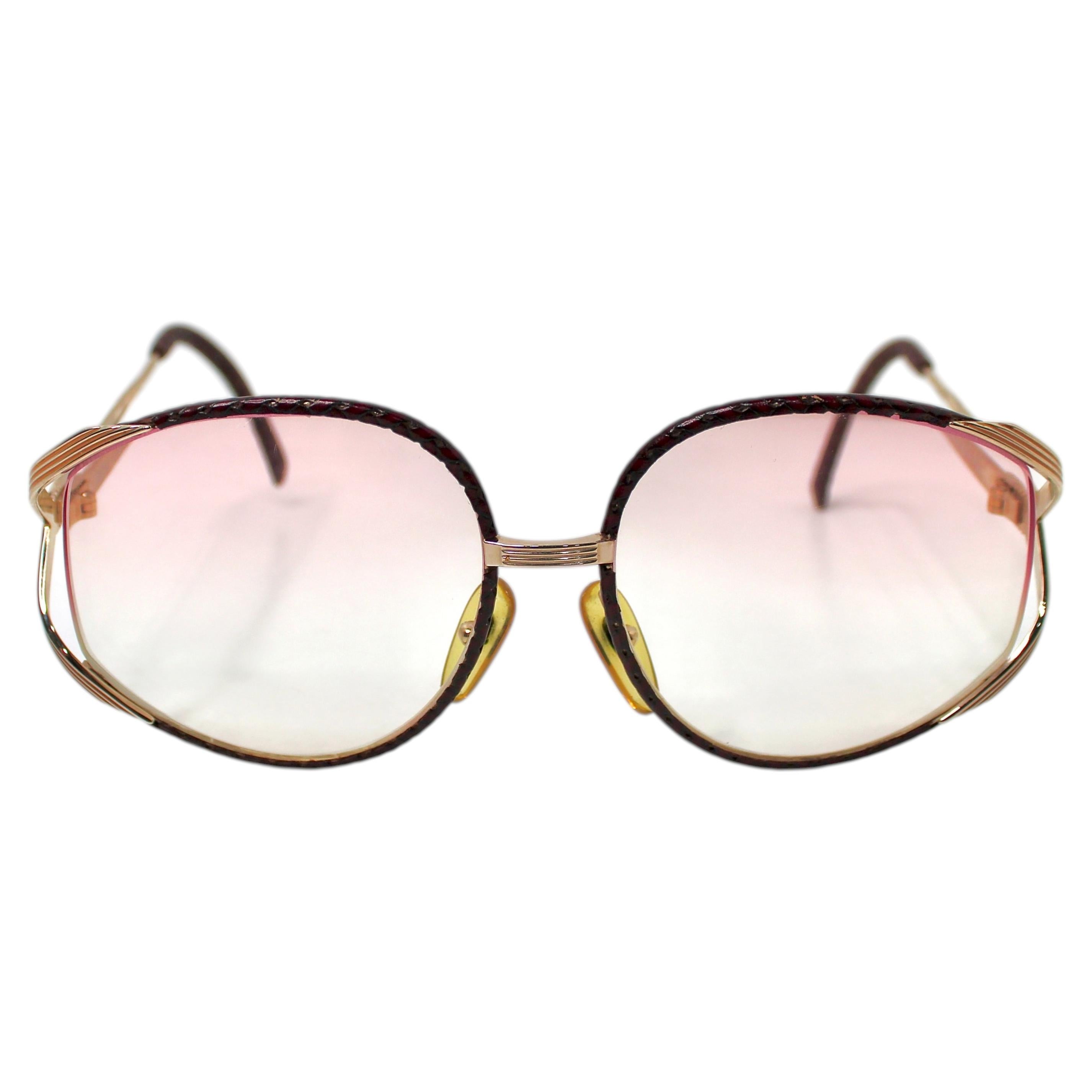 Christian Dior Oversized 2250 Red Braided Leather & Metal Vintage Eye Glasses