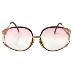 Christian Dior Oversized 2250 Red Braided Leather & Metal Vintage Eye Glasses