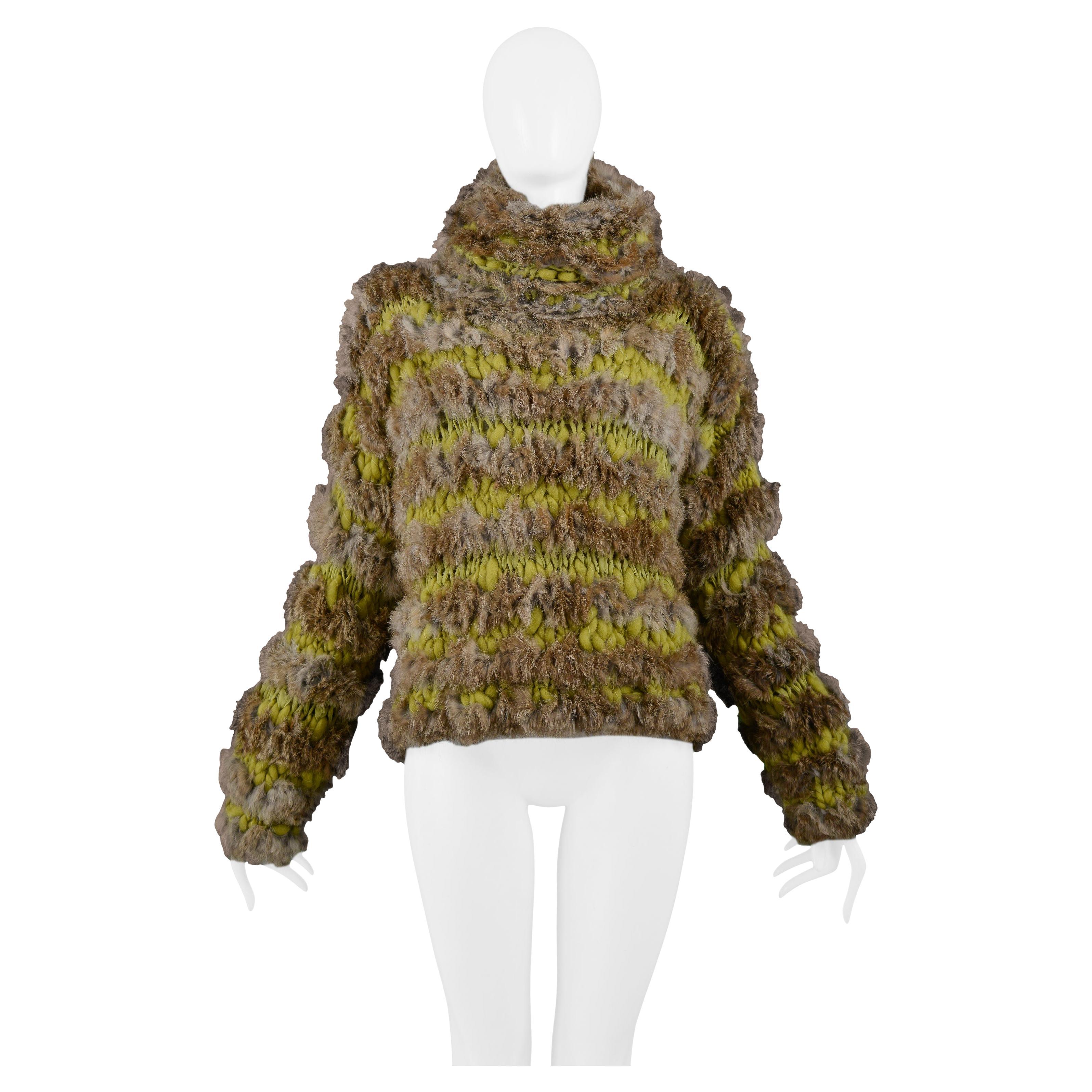 Christian Dior Oversized Knit & Rabbit Fur Sweater 2000 For Sale