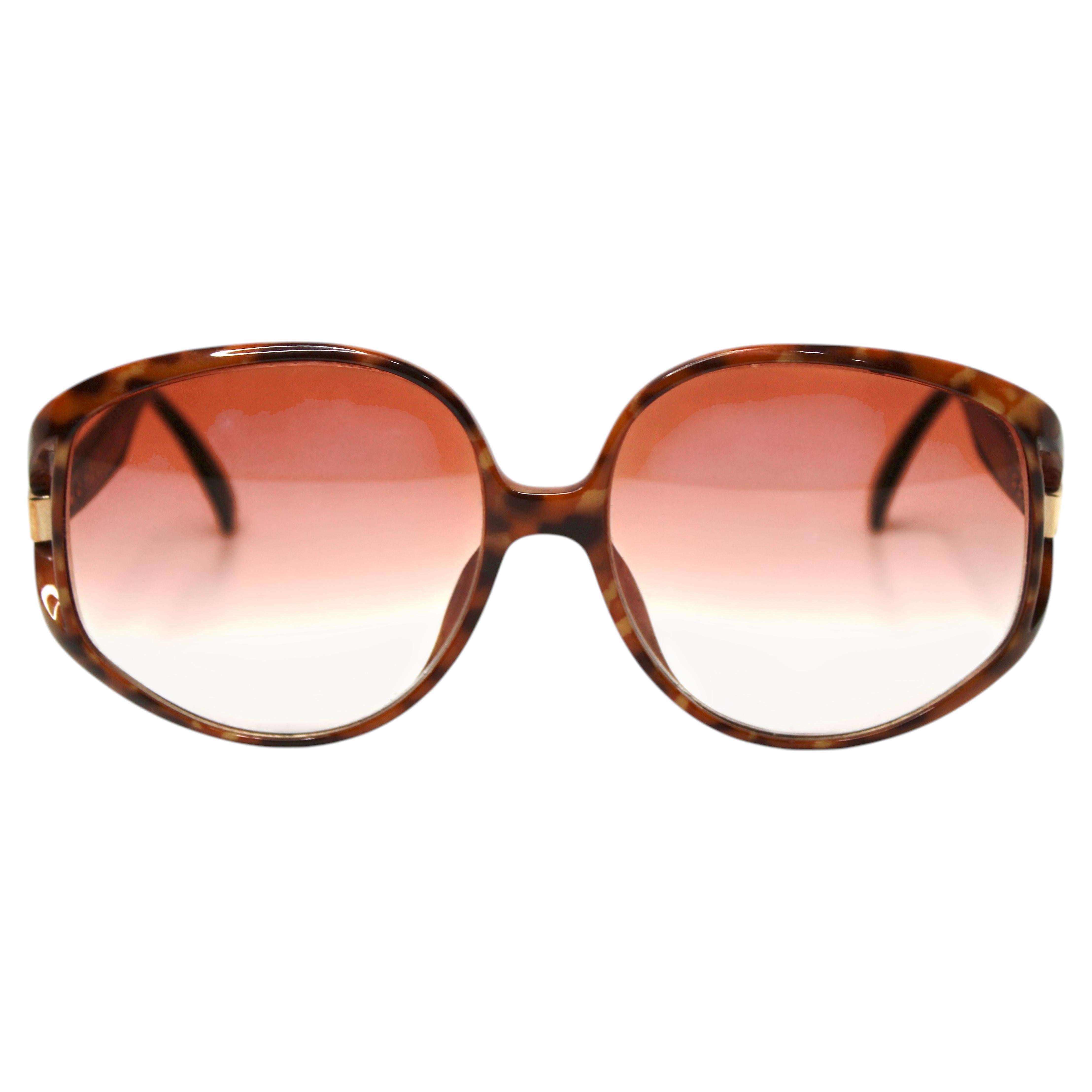 Christian Dior Oversized Orange Gradient Tortoise Style Sunglasses circa Y2K