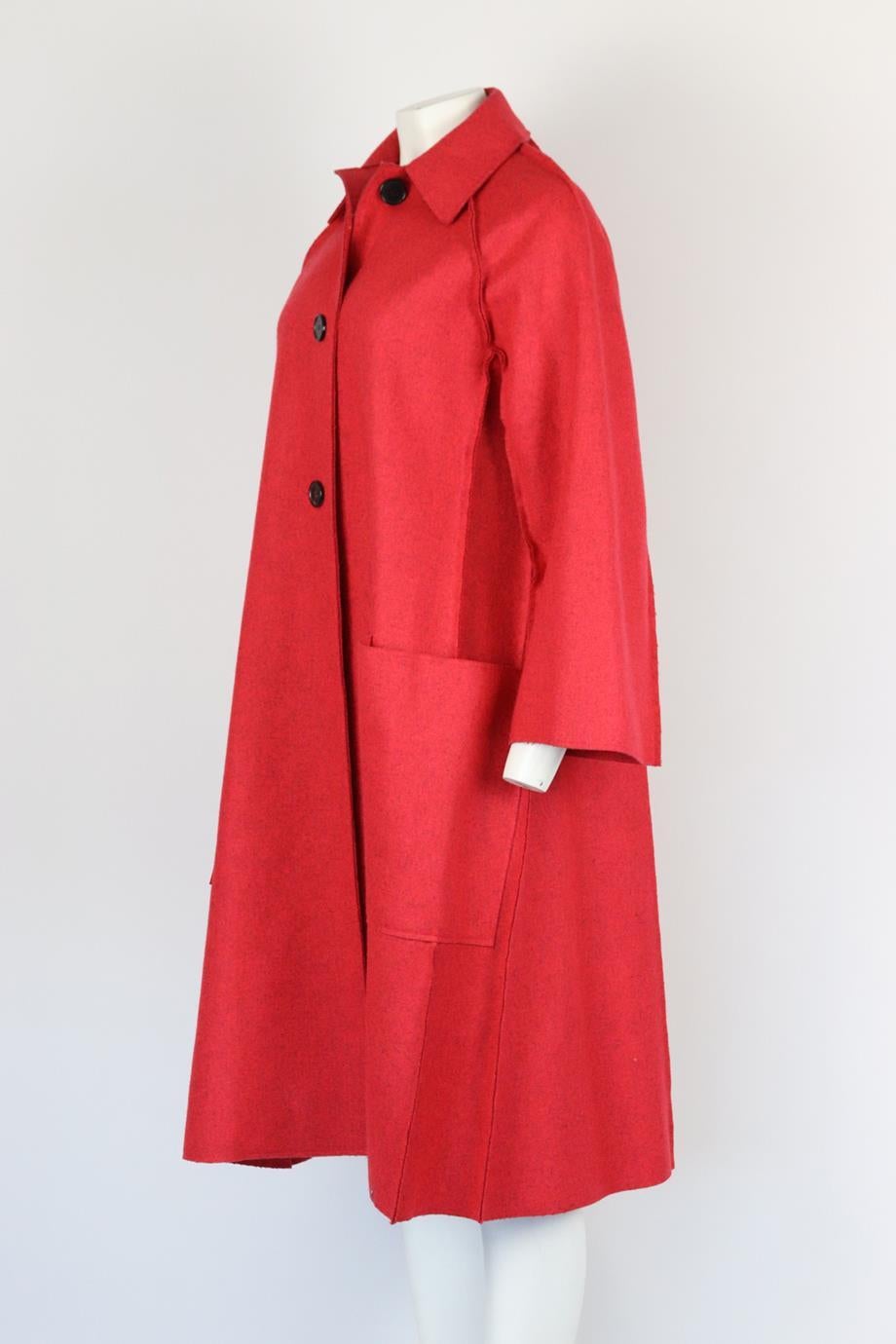 Red Christian Dior Oversized Wool Coat Fr 34 Uk 6