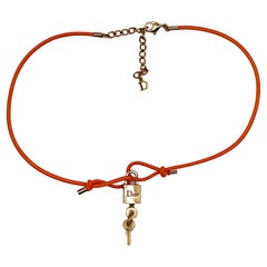 CHRISTIAN DIOR Padlock Choker Necklace