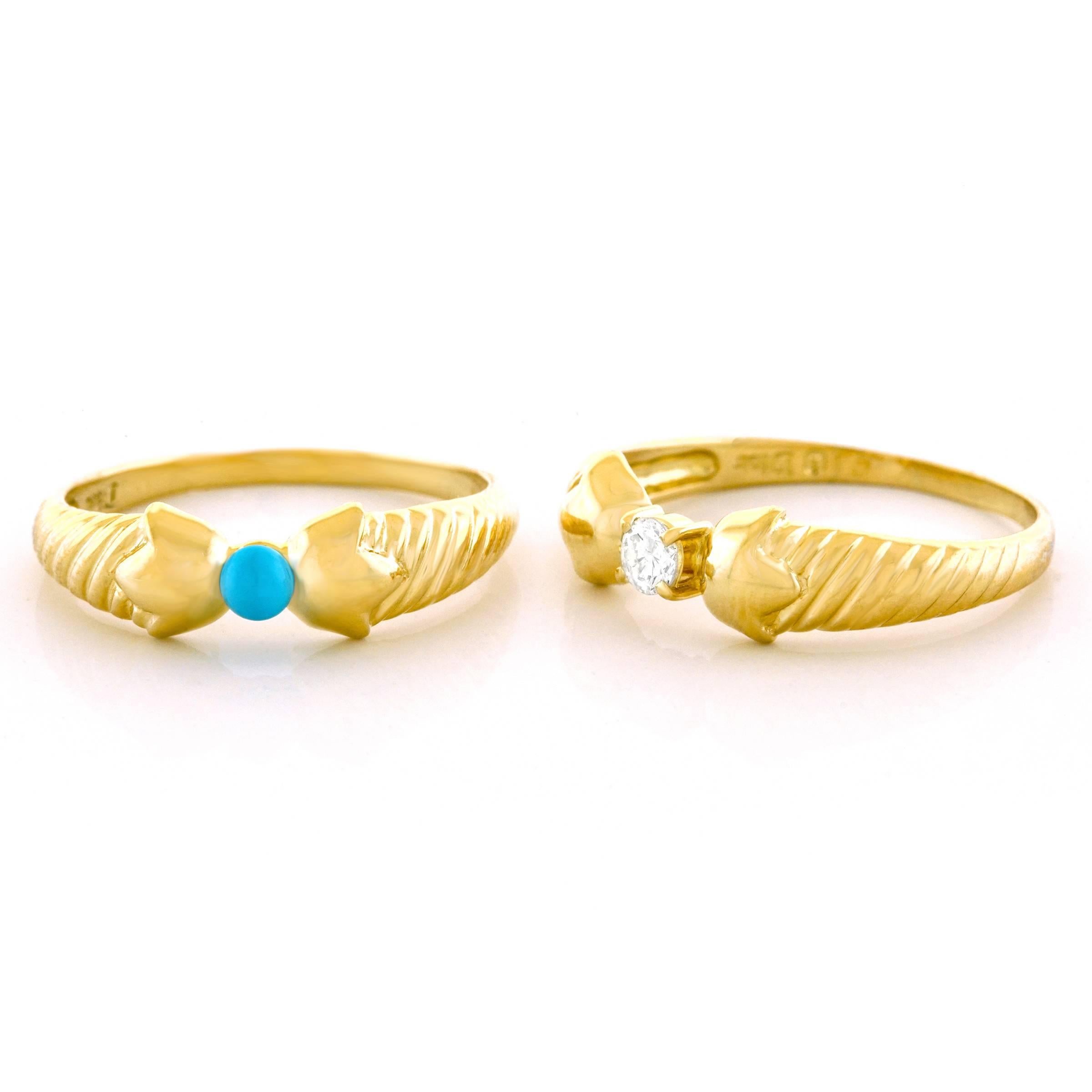 Christian Dior Pair Gold Rings 2