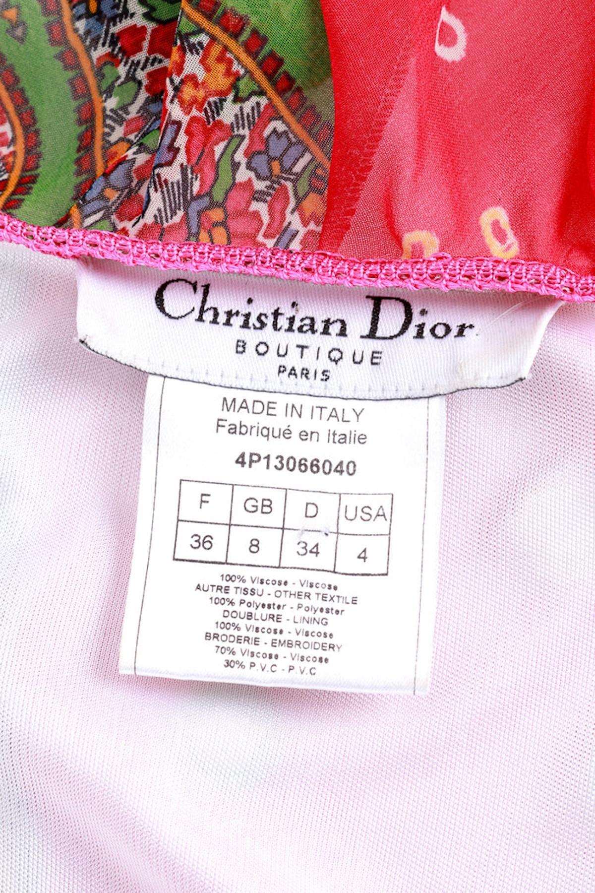 Christian Dior Paisley Patchwork Coin Charm Long Dress (S) For Sale 1