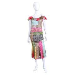 Christian Dior Paisley Patchwork Coin Charm Long Dress (S)