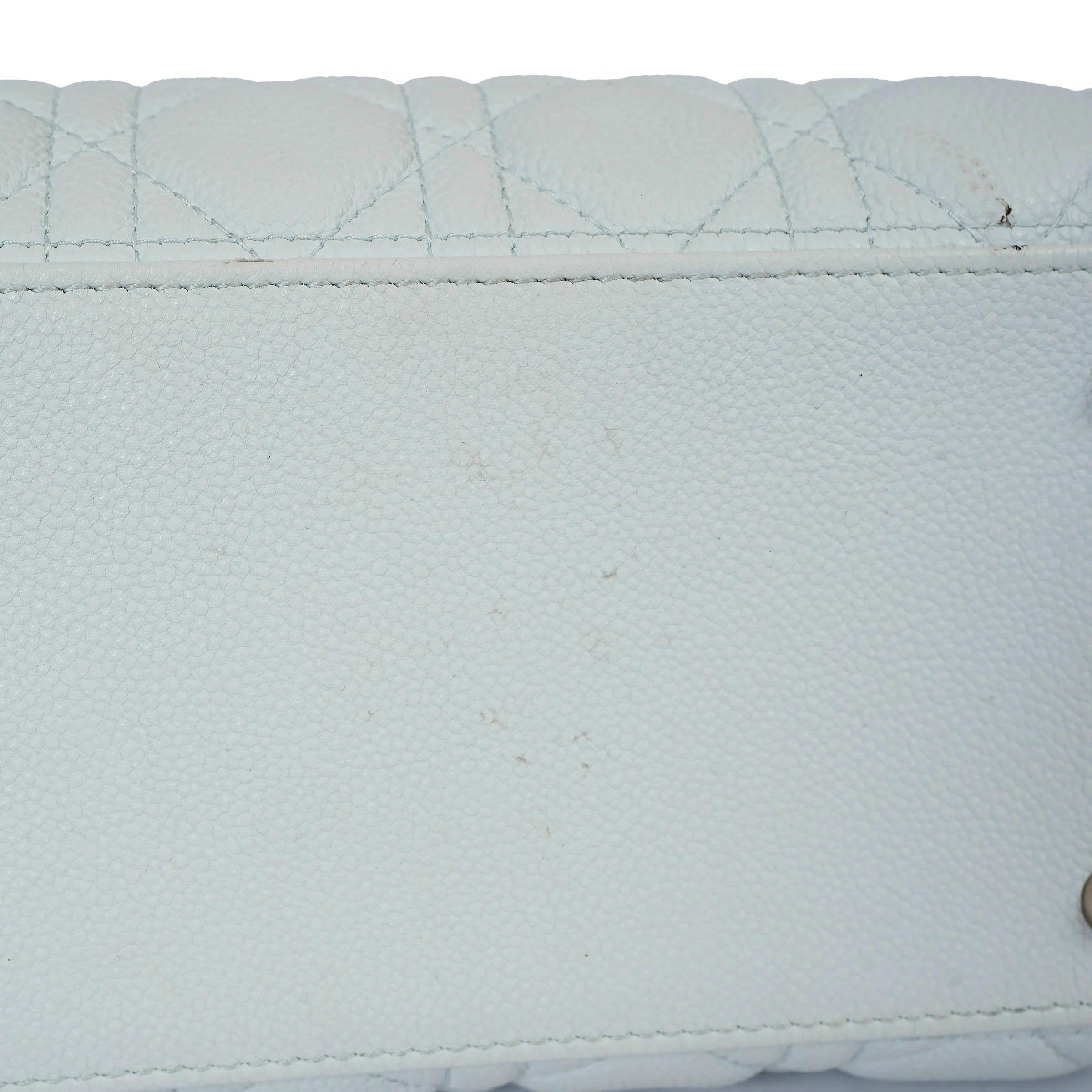 CHRISTIAN DIOR pale blue yellow grey 2015 TRI COLOR LADY DIOR MEDIUM Bag For Sale 6